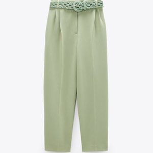 NWT Zara  Light Green CULOTTES WITH BELT
